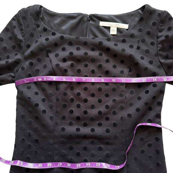 Lauren Conrad Dress Women's Sz 4 jacquard velvet dot Cocktail Short Sleeve Party - Picture 4 of 11